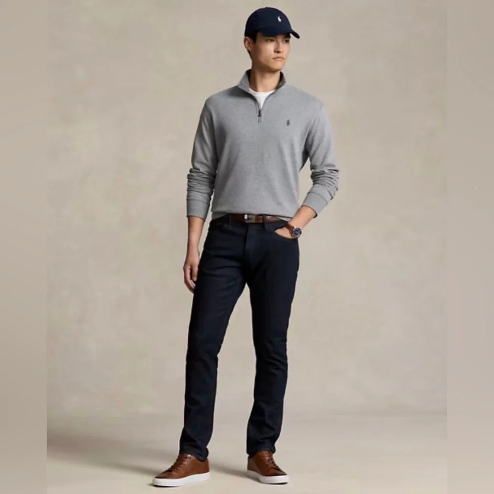 Polo Ralph Lauren Men’s Luxury Jersey Quarter-Zip Pullover Steel Heather Size XL
